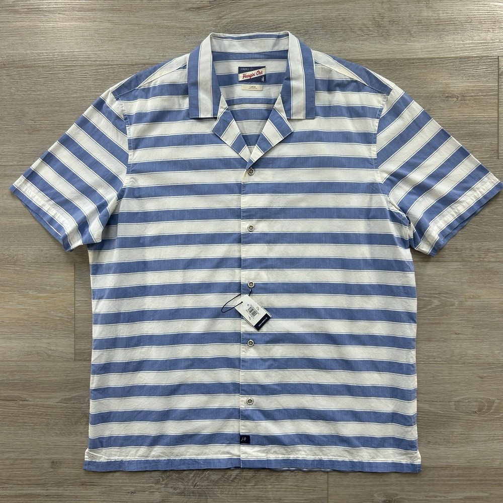 NWT Johnnie-O Size Large Laguna Blue Cabana Hangin' Out Short Sleeve Camp Shirt